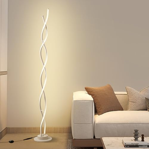 AManLife Floor Lamp,LED Floor Lamps for Living Room,3 Color Temperature & 5 Brightness Levels Standing Lamp,55'' White Lamps for Living Room with Remote Control and Foot Switch.