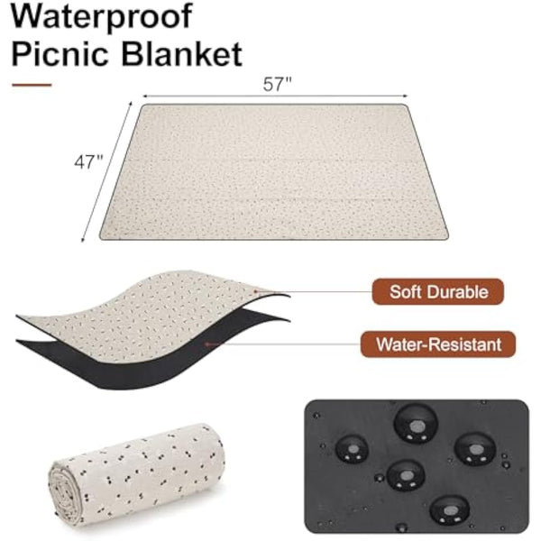 G GOOD GAIN Willow Picnic Basket Set for 4 Persons with Large Insulated Cooler Bag and Waterproof Picnic Blanket,Wicker Picnic Hamper for Camping,Outdoor,Valentine Day,Chirtmas,Thanks Giving,Birthday.