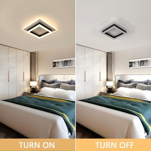 DELIPOP Modern Ceiling Lights, 30W 3375LM Square Ceiling Lamp Warm Light 3000K, LED Ceiling Lighting for Bedroom Living Room Hallway Office Kitchen Balcony