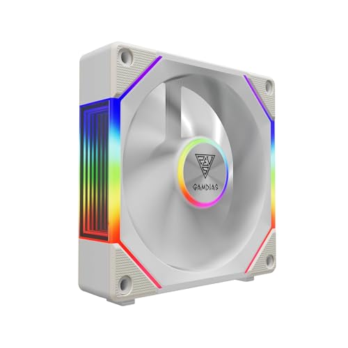 GAMDIAS 120mm ARGB PC Case Fans, Computer Case Fan, Cabless Daisy Chain Connection, Dual Infinity Mirror Lighting, Swappable Fan Blade for Reverse Airflow, Performance 30mm Thick, With Control Box