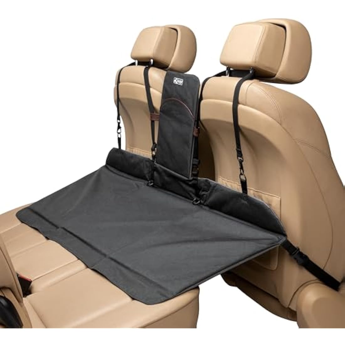 Kurgo, Rover Backseat Bridge, Rearseat Extension, Waterproof and Reversible, Black/Beige