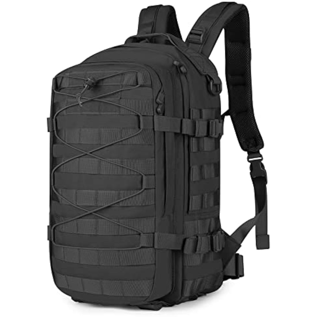 Explokit Tactical Backpack Military Rucksack 25L Molle Army Assault Pack Go Bag Water-repellent for School Travelling Hiking Hunting Camping Trekking (#02-Black)
