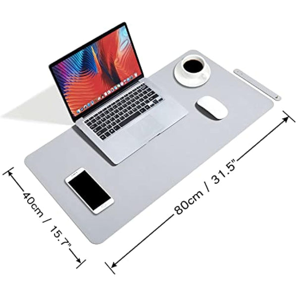 DOBAOJIA Mouse Pad Extended Mouse Mat X-Large Desk Pad Large Desk Blotter Writing Pad for Laptop/Office/Home, PU Leather Waterproof +Suede Non-Slip 31.5'' X 15.7'' (Gray)