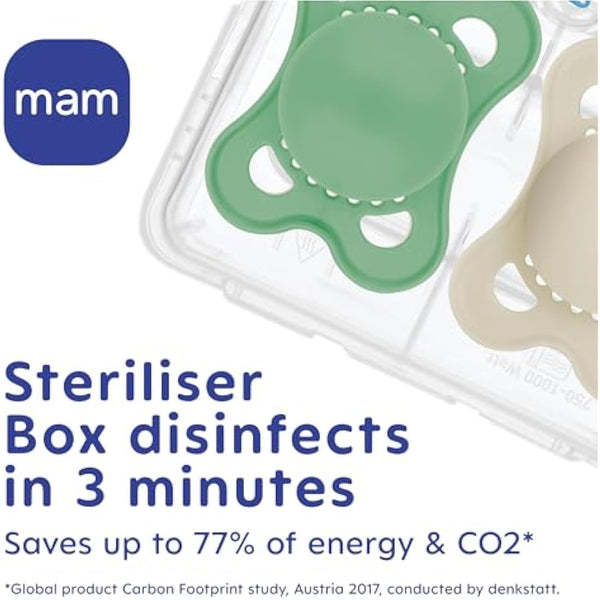 MAM Original Soothers | 0-6 Months | 2 Pack | Comes in Dummy Steriliser Case | Sustainable Materials | Baby Accessories | Cream (Various Designs)