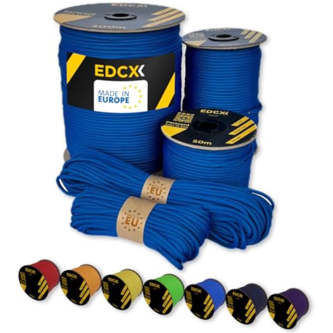 EdcX Paracord 4mm, 35+ Solid Colors (10m, 15m, 30m, 50m, 100m, 300m) | Ideal for Crafting, DIY, Camping, Survival, Outdoor | 100% Nylon Rope 4mm | Tactical Cord 550 Type III