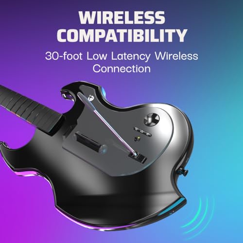 PDP RIFFMASTER Wireless Guitar Controller for PlayStation 5 and PlayStation 4, PS5/PS4, Rock Band 4, Audio Jack, Rechargeable Battery, Officially Licensed by Sony - Black