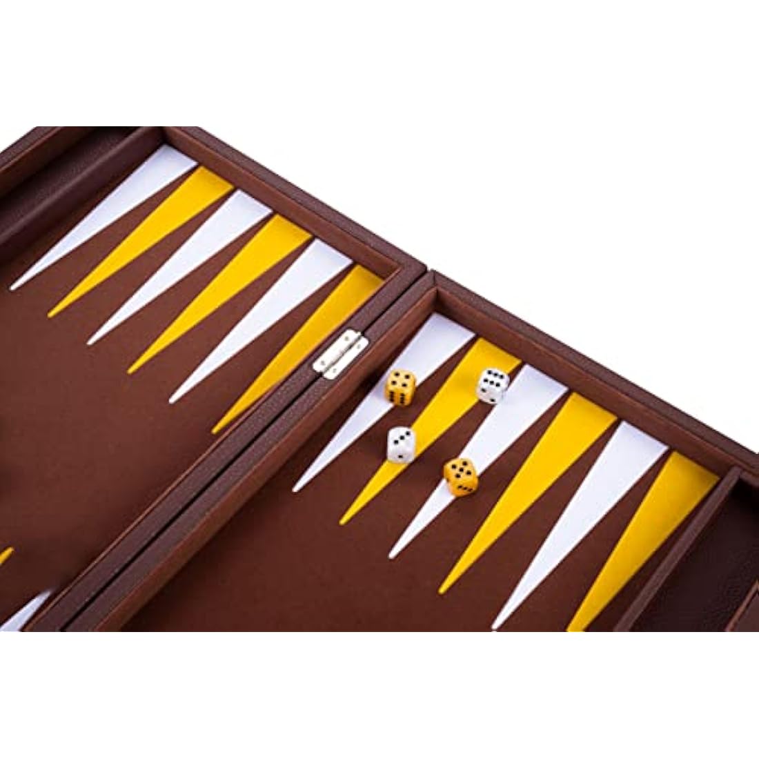 Engelhart - 250525 - Luxury 18" backgammon set inlaid velvet - leatherette exterior - pearly dice and token