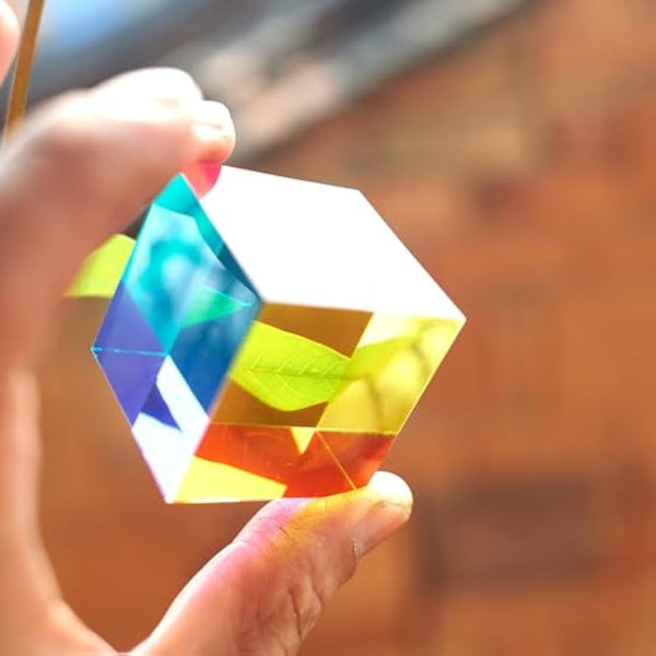 ECBANLI CMY Colour Cube, CMYcube 1.6 inch (40mm) RGB Dispersion Crystal Optical Acrylic Prism for Physics Teaching Photography Desktop Decor