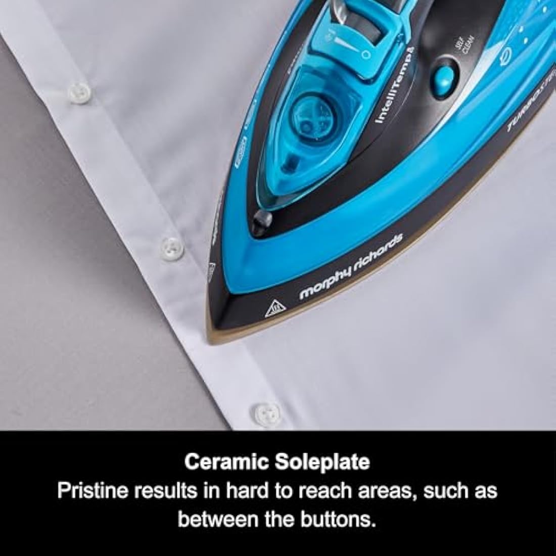 Morphy Richards Turbosteam Pro Steam Iron, Non Stick Ceramic Soleplate, Intellitemp Technology, 200g Boost, 40g Output, 380ml Water Tank, Digital Controls, Auto Shut off, 3m Cord, 3100W, Blue, 303210