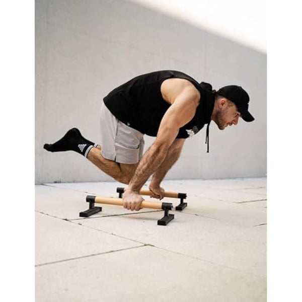 GORNATION Parallettes, Calisthenics Push-Up Bars for Handstands & Strength Training, Parallel Bars for Home & Outdoor Training, Fitness Equipment with Secure Grip, Non-Slip Feet, Wooden Handles