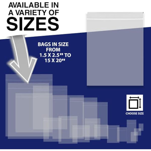 100 Grip Seal Bags 15" x 20" | Reusable Strong Zip Lock | Clear Resealable Plastic Bags | Polythene Packaging for Food Storage, Jewellery - by Sabco (15" x 20")