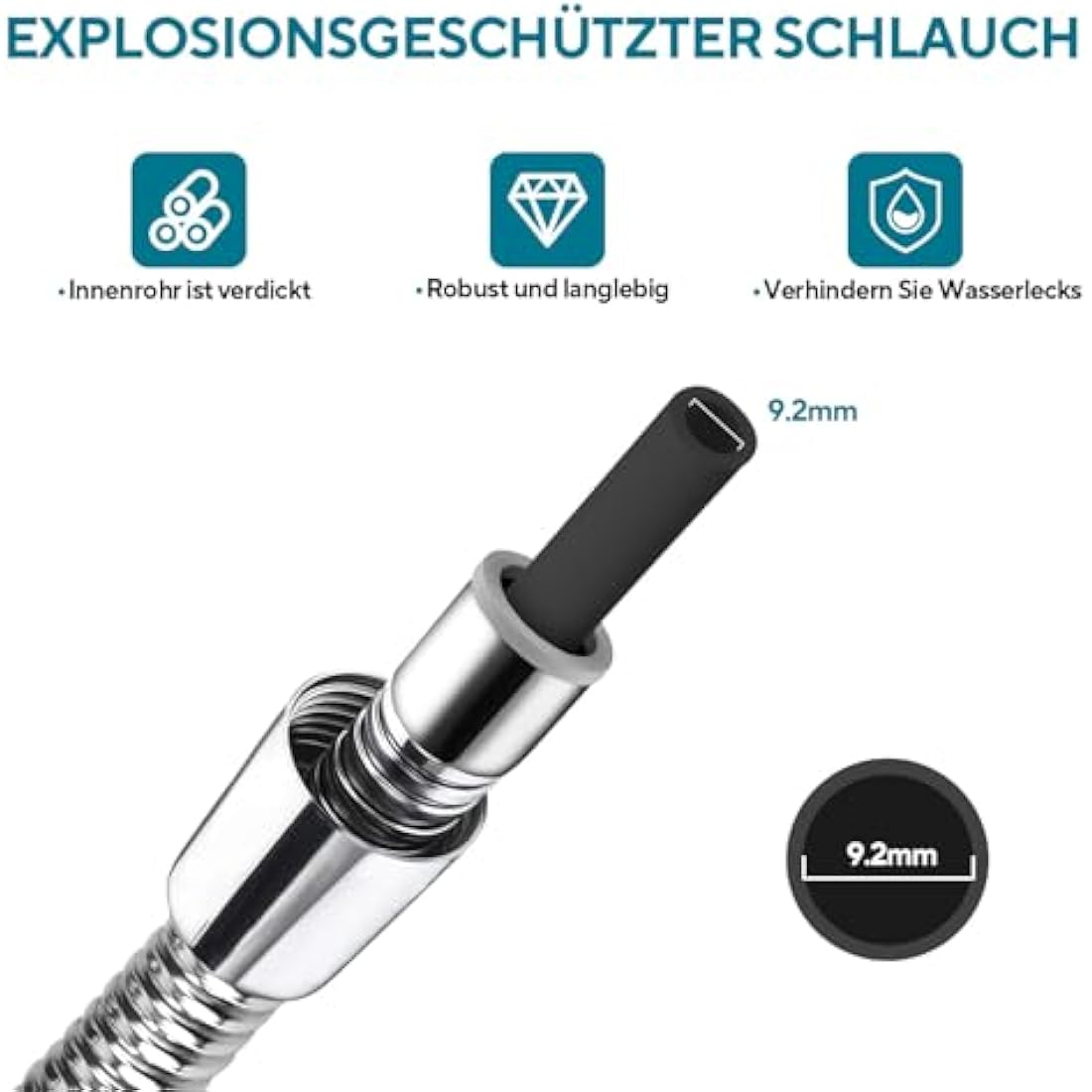 Aopoy Long Shower Hose 4m, 157" Metal Stainless Steel Shower Pipe, Anti-Kink and Leakproof, Bathroom Shower Cable, Easy DIY Replacement