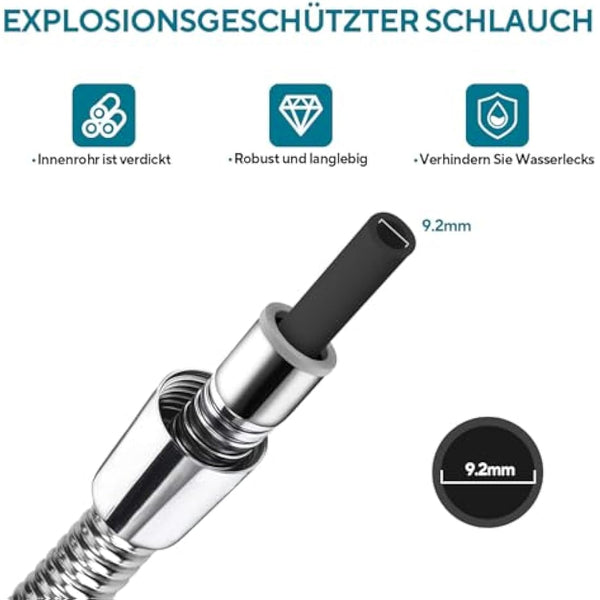 Aopoy Long Shower Hose 4m, 157" Metal Stainless Steel Shower Pipe, Anti-Kink and Leakproof, Bathroom Shower Cable, Easy DIY Replacement