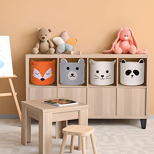 ACOHSY Storage Baskets Storage Boxes,Set of 30x30x30 CM Collapsible Laundry Baskets,Kallax Storage Unit,Toy Basket,Cute Animal Toy Storage Rope Basket