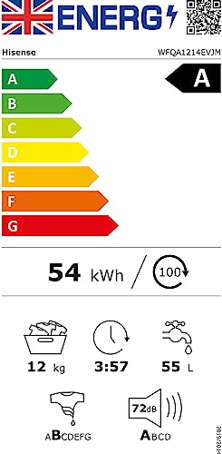 Hisense 3 Series WFQA9014EVJM Freestanding 9 KG Front Load Washing Durable Inverter Machine Steam Wash Quick Wash 15 Washing Programs 1400 RPM White- Energy Rating A