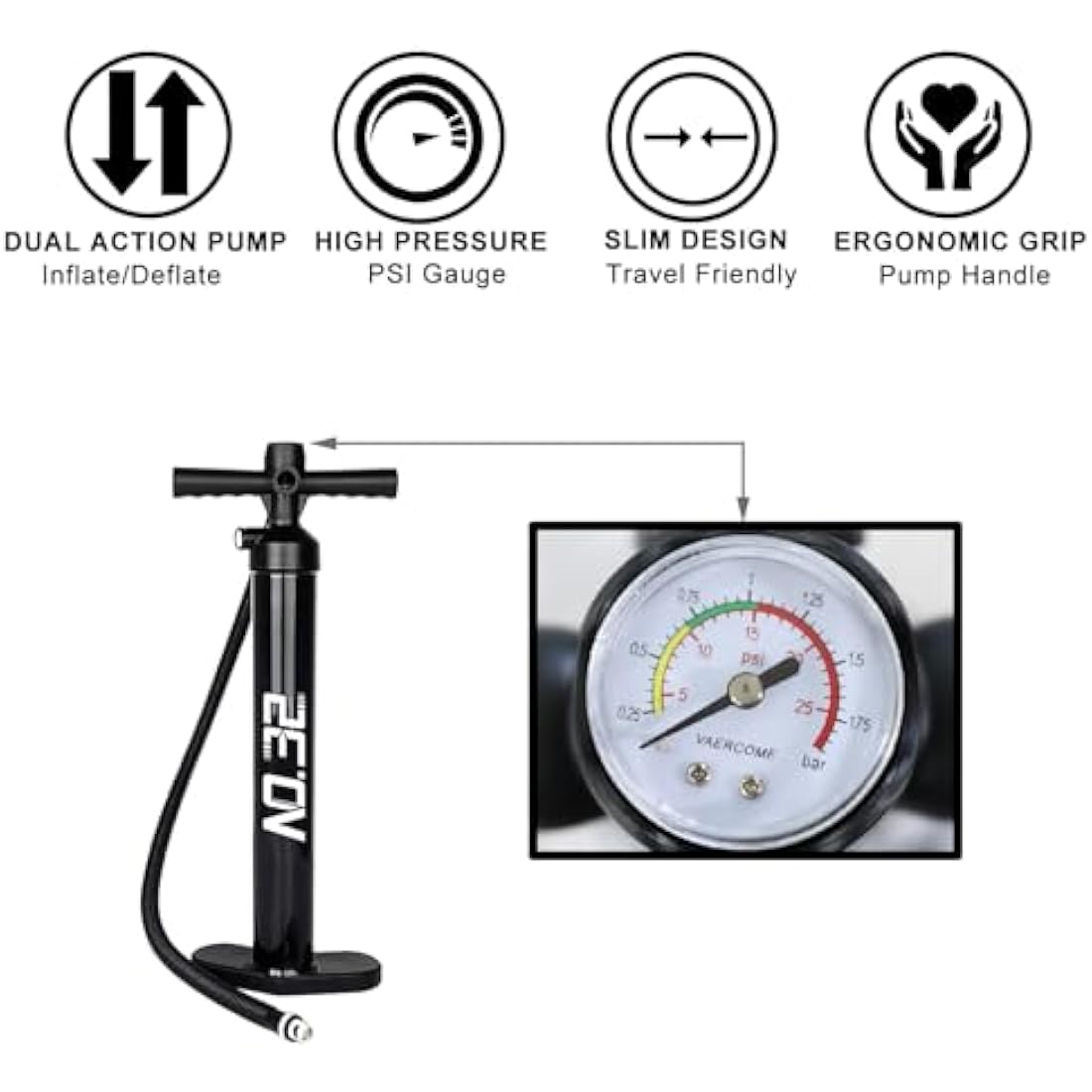 10'6" / 320m Inflatable Stand Up Paddle Board | Inflatable SUP Board Beginner's Surfboard Kit w/Adjustable Paddle | Air Pump w/Pressure Guage | Repair Kit | Premium Leash & Carry Backpack