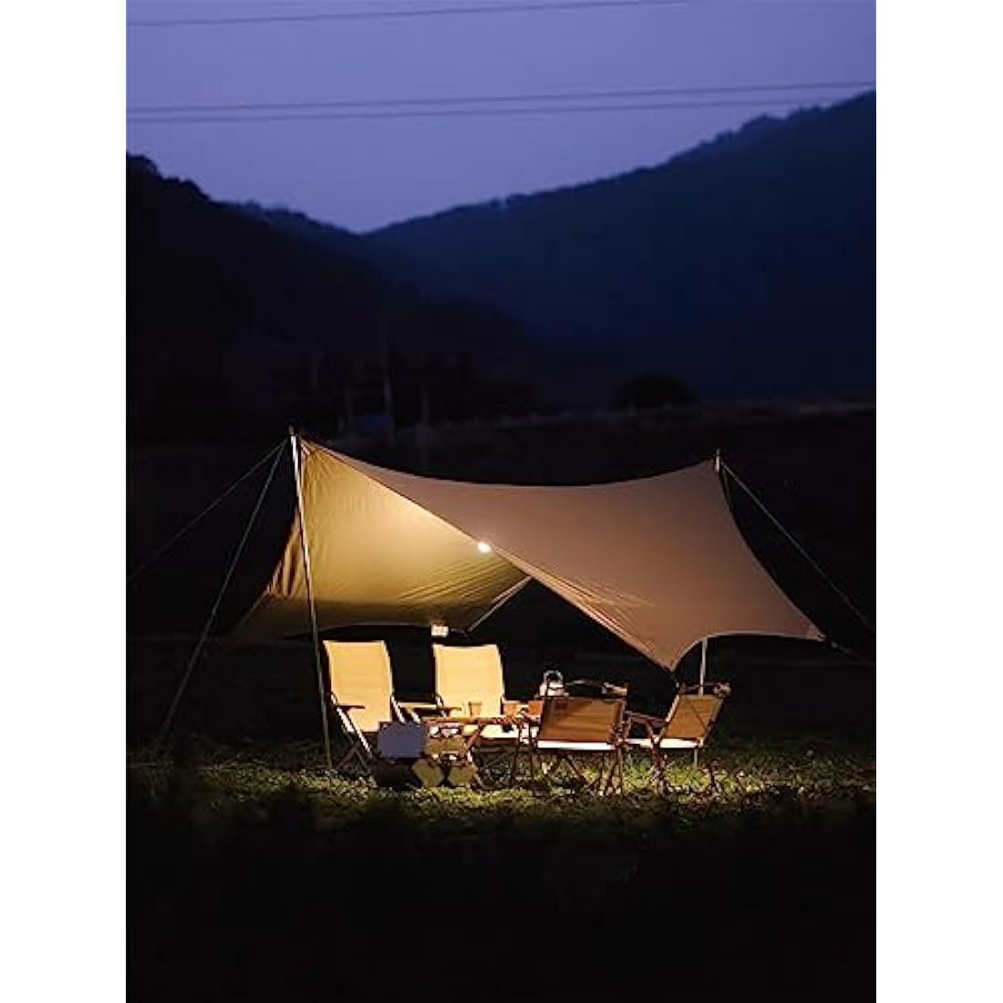 4.5X4.5m Large Camping Tarp Tent Ultralight Waterproof Mutifunctional Awning Hexagon Tarpaulin Shelter for Car Bushcraft Hammock Backpacking Outdoor