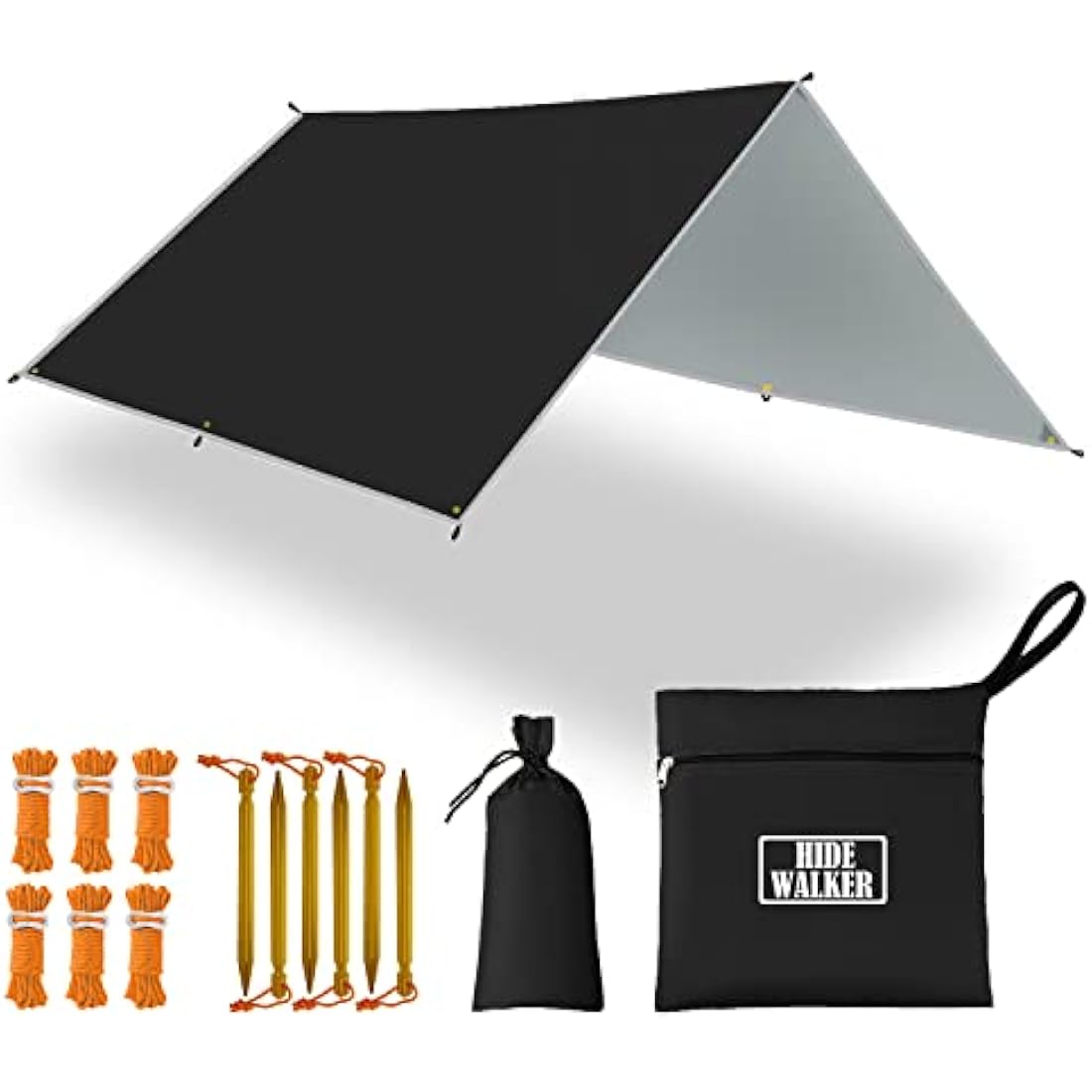 3x4m Camping Tarp Waterproof Tent Tarpaulin Lightweight Hammock Rain Fly Anti-UV Awning Canopy Waterproof Outdoor Shelter