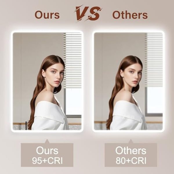 Habison 500 x 700 mm Bluetooth LED Illuminated Bathroom Mirror, Anti-Fog Wall Mirror with Lighting with Touch Switch, Bluetooth Speaker, 3 Colours Temperature, Adjustable Brightness