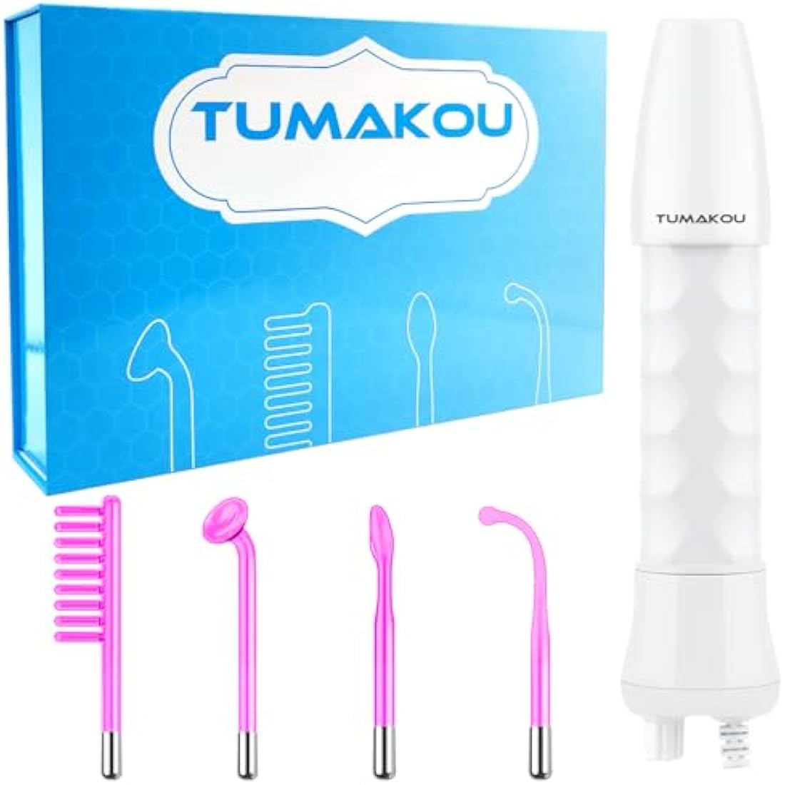 High Frequency Wand - TUMAKOU Portable Argon Light Therapy High Frequency Facial Skin Tightening Wand Machine for Acne,Wrinkle,Anti Aging,Hair - with 4 Violet Glass Tubes