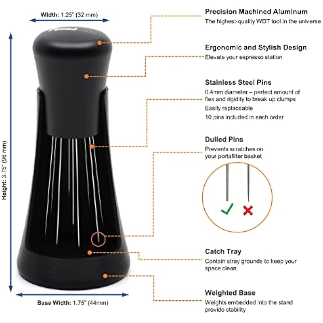 FusedLine Metal WDT Tool and Self-Aligning Stand | Precision Machined (Black Anodized Aluminum)