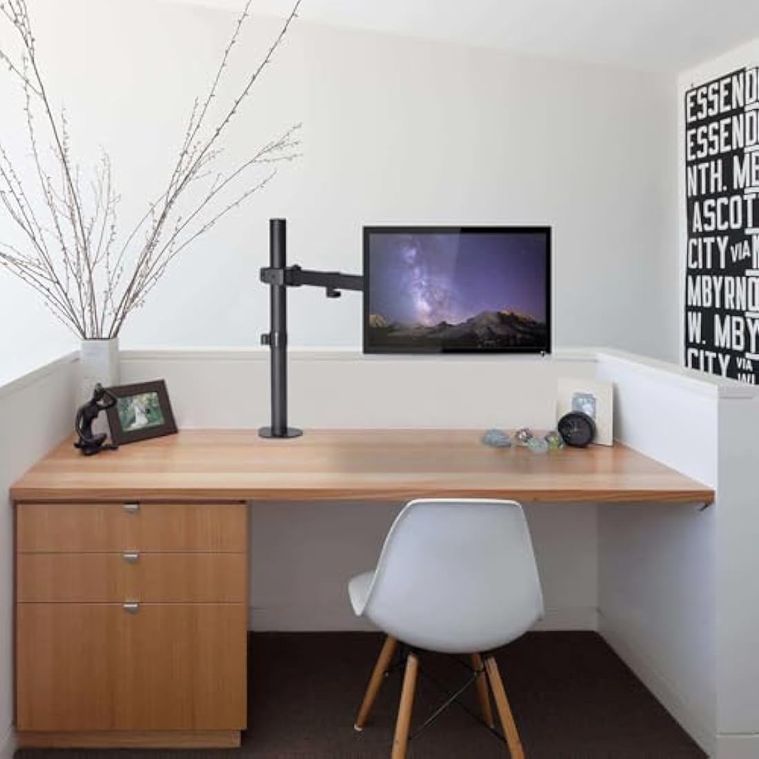 ProperAV Desk Monitor Mount Swing Arm 17" 19" 21" 22" 23" 24" 27" 32" 34" VESA Max 100x100 Height Max 407mm