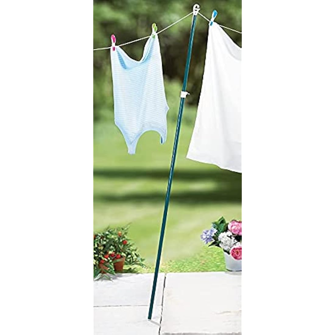 2pk of Prop Galvanised Metal Garden Washing Line Normal Outdoor Extendable Pole Cloths prop Laundry Support Extending Telescopic strong Airer