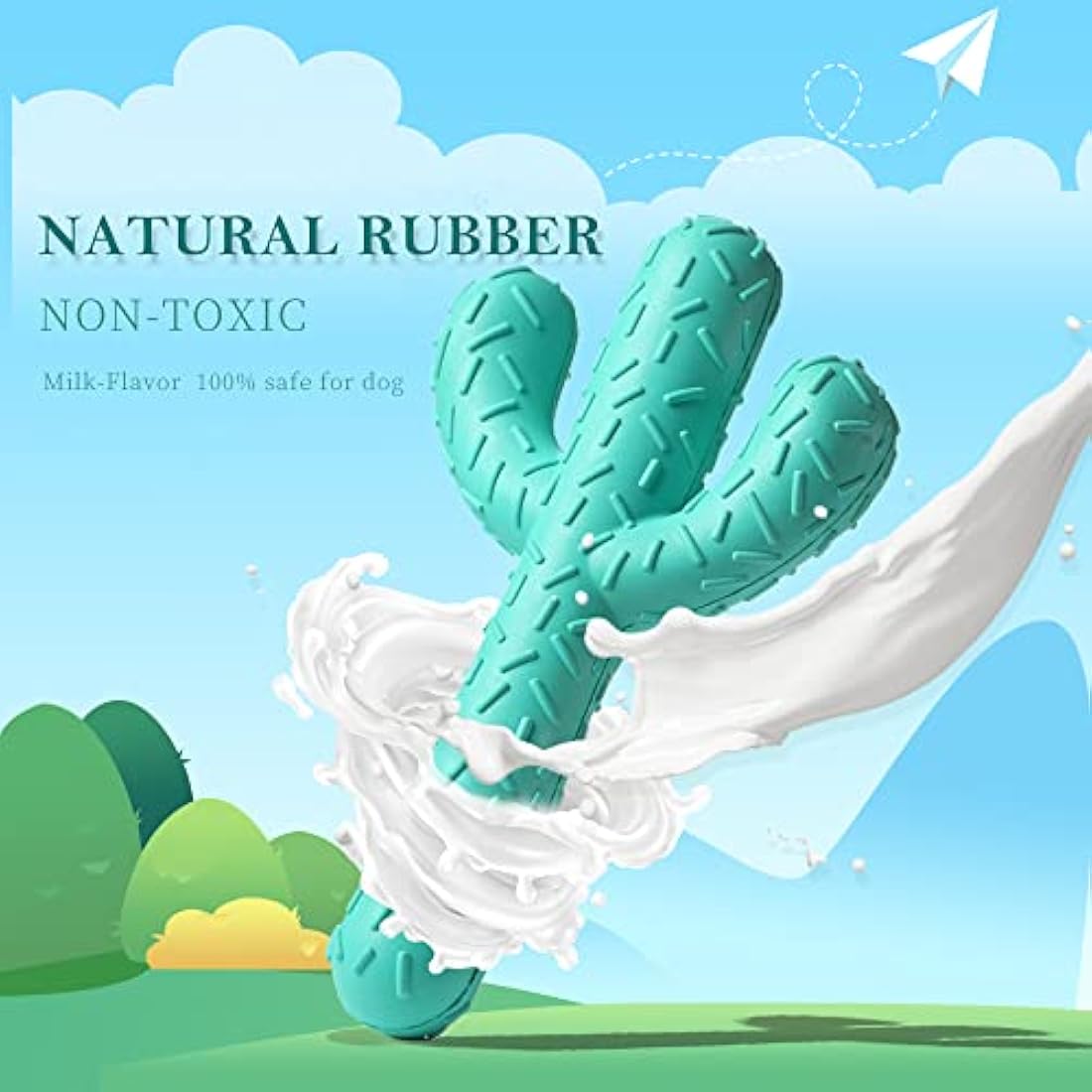 Acecy Dog Toys, Indestructible Cactus Chew Toy, Natural Rubber Milk Flavor, Puppy Teething Toys for Small Mediul Large Breed