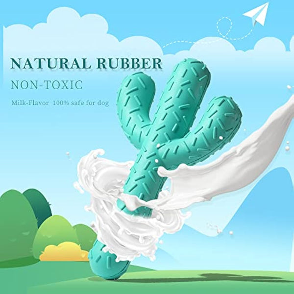 Acecy Dog Toys, Indestructible Cactus Chew Toy, Natural Rubber Milk Flavor, Puppy Teething Toys for Small Mediul Large Breed