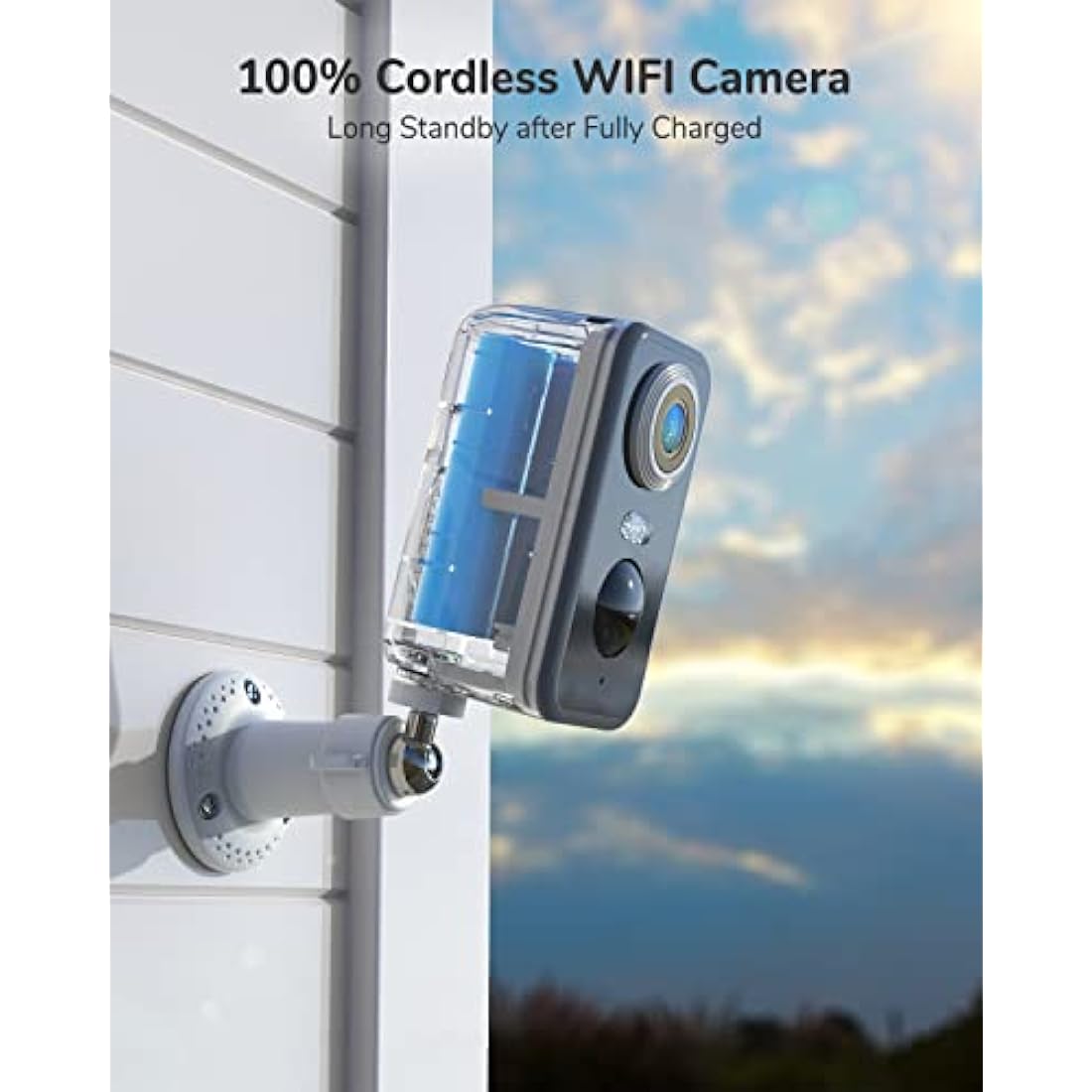 DEATTI Security Camera Outdoor Wireless, 2K Battery Operated WiFi CCTV Camera Systems, Outdoor/Indoor Home Security Camera with Siren Floodlight, PIR Motion Detection, 2-way Audio, IP66 Waterproof