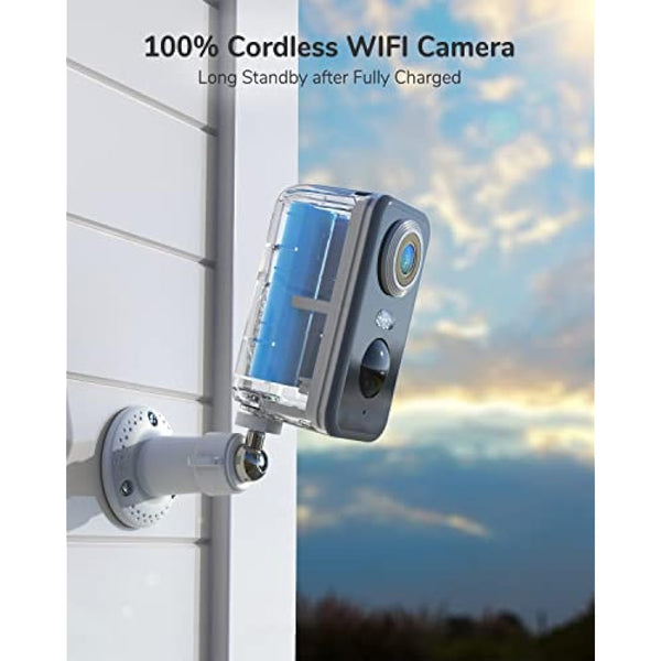 DEATTI Security Camera Outdoor Wireless, 2K Battery Operated WiFi CCTV Camera Systems, Outdoor/Indoor Home Security Camera with Siren Floodlight, PIR Motion Detection, 2-way Audio, IP66 Waterproof