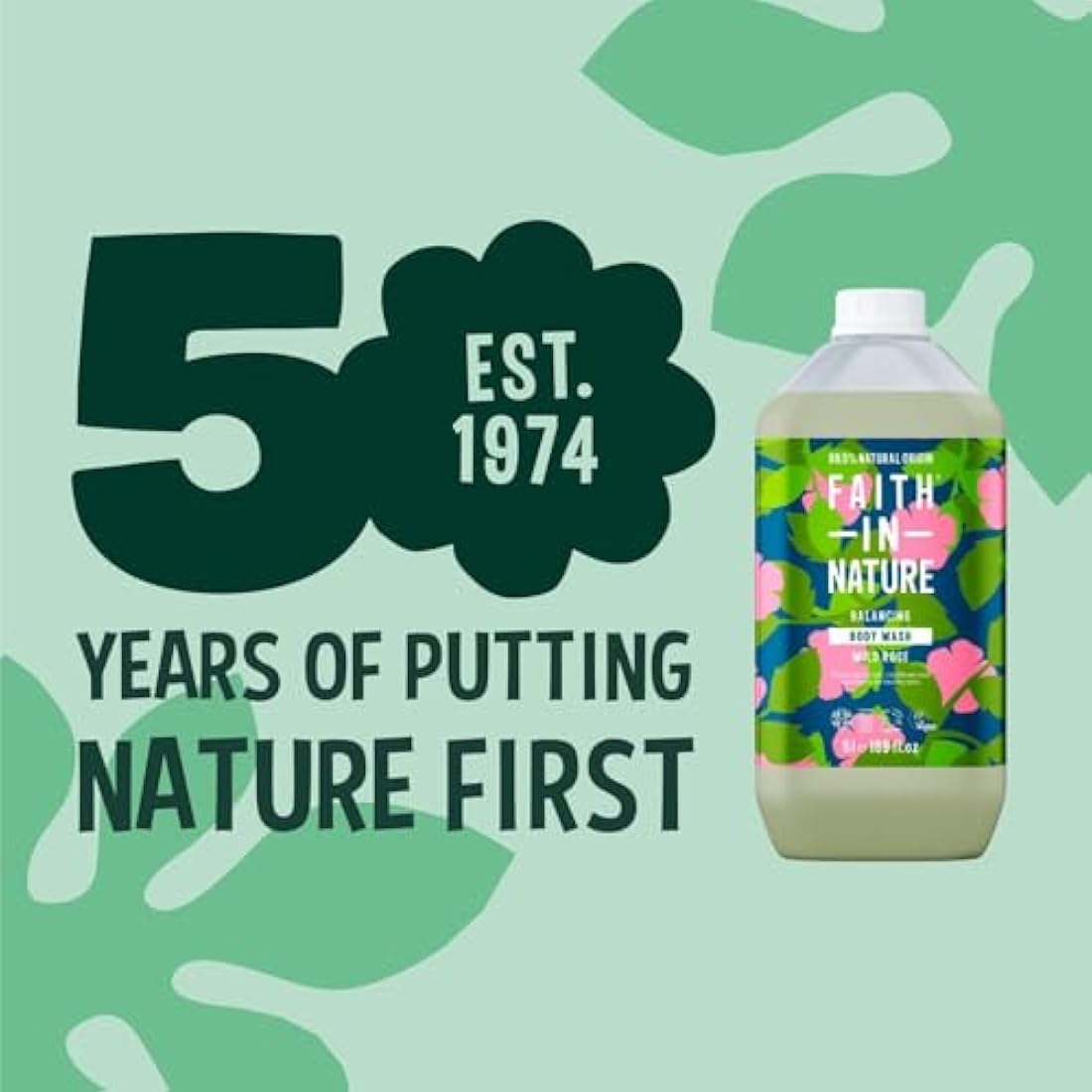 Faith In Nature Natural Wild Rose Body Wash, Balacing Shower Gel, Vegan & Cruelty Free, No SLS or Parabens, 5L Refill Pack