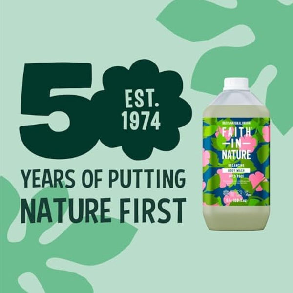 Faith In Nature Natural Wild Rose Body Wash, Balacing Shower Gel, Vegan & Cruelty Free, No SLS or Parabens, 5L Refill Pack