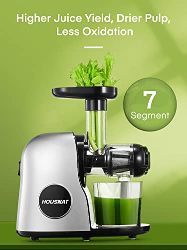 Juicer Machines, HOUSNAT Slow Masticating Juicers Whole Fruit and Vegetable, Professional Cold Press Juicer Extractor with Quiet Motor and Reverse