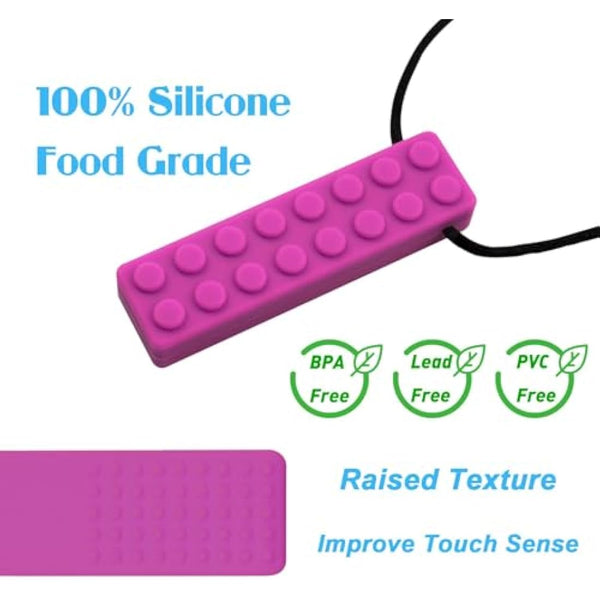 Novelfun Sensory Chew Necklace, 5 Pack Silicone Chew Pendant Training and Development Fidget Toy Chewing Necklace for Teething Babies, Autism ADHD SPD, Oral Motor, Anxiety, Autistic Children