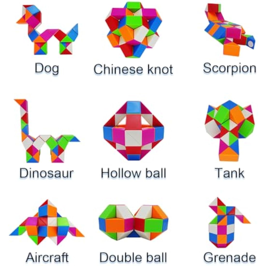 EACHHAHA Magic Snake 48 Parts - Christmas Stocking Fillers for Kids - Snake Cube Puzzle & Fidget Toys - Twist Puzzle Brain Teaser - Educational Toys & Party Bag Fillers (Rainbow*1)