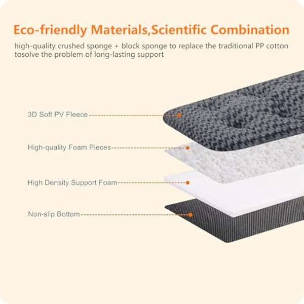 HMTOPE Orthopaedic Dog Bed, Dog Mat in Double Decker Design, Washable Dog Cushion, Removable Dog Basket, 90 cm for Small to Medium Dogs, Dark Grey