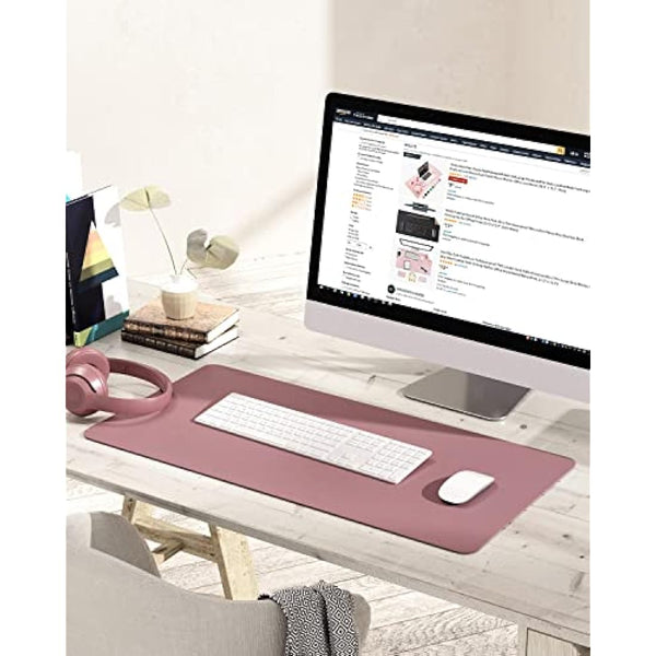 YSAGi Non-Slip Desk Pad, Waterproof PVC Leather Desk Table Protector, Ultra Thin Large Mouse Pad, Easy Clean Laptop Desk Writing Mat for Office Work/Home/Decor (80 x 40 cm, Dark Pink)