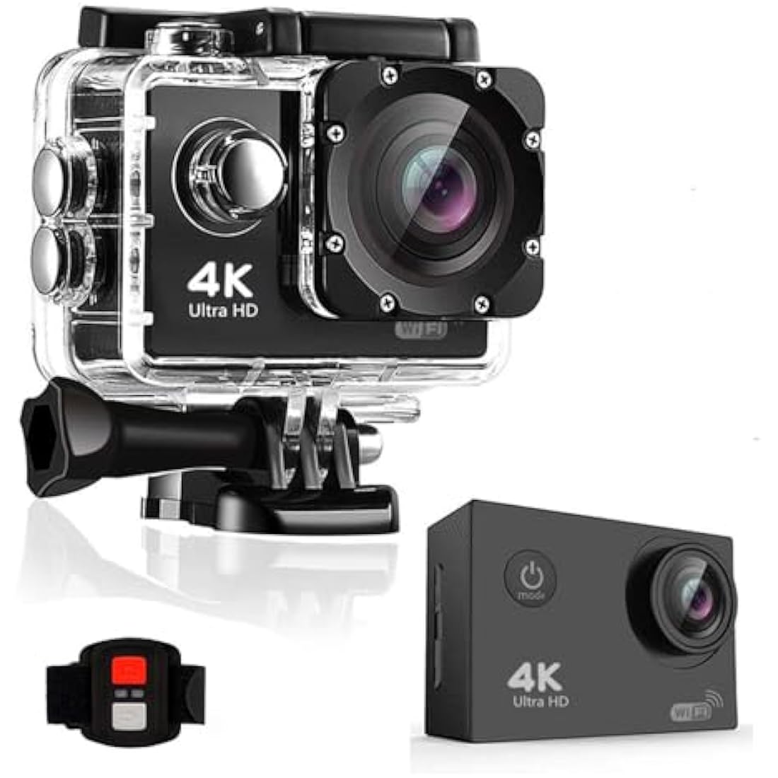 BSLVWG 4K Action Camera 20MP WiFi 30M Waterproof Sports Camera Underwater Camera for Vlog With Ultra HD 170°Wide-Angle 2.4G Remote Control Anti-Shake 2.0'' LCD Screen with Accessories Kit (Black)