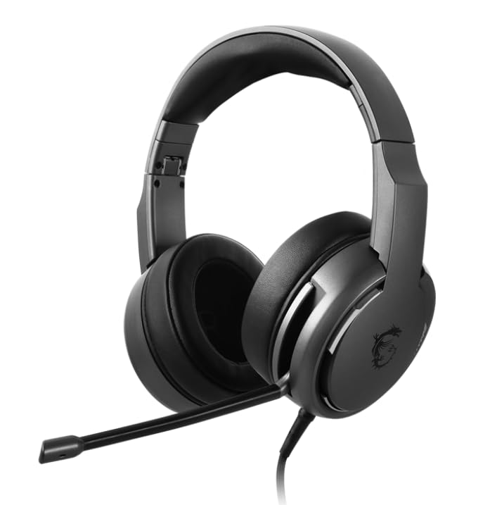 MSI IMMERSE GH50 GAMING HEADSET - 7.1 Virtual Surround Sound, Vibration Feedback, 40mm Neodymium Drivers, RGB Lighting, Detachable Mic, Inline Controls, USB 2.0 Connector - Wired (Package may vary)