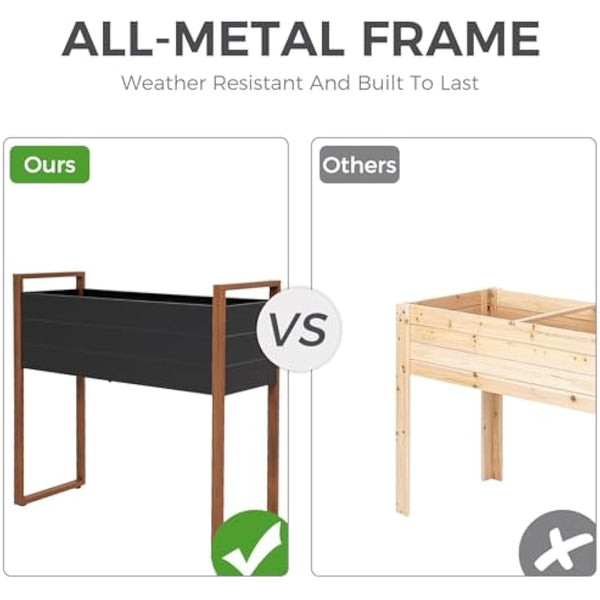 Grand patio Raised Planter for Garden, Raised Bed with Metall, Weather-Resistant, Easy to Assemble, Raised Planter Bed with Drainage Holes for Vegetables, Flowers, Fruits (100×38×91cm)