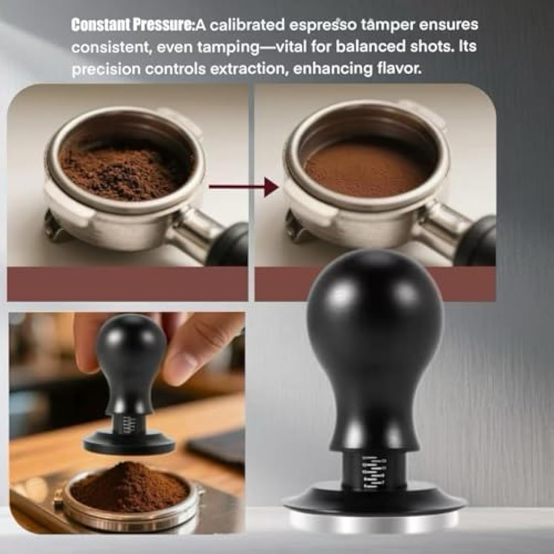 54mm Tamper and Coffee Distributor Set, Espresso Coffe Tamper 54mm with Spring Loaded and Base, Coffee Leveler for Coffee Machine Accessories Barista with Coffee Cleaning Brush (53mm)
