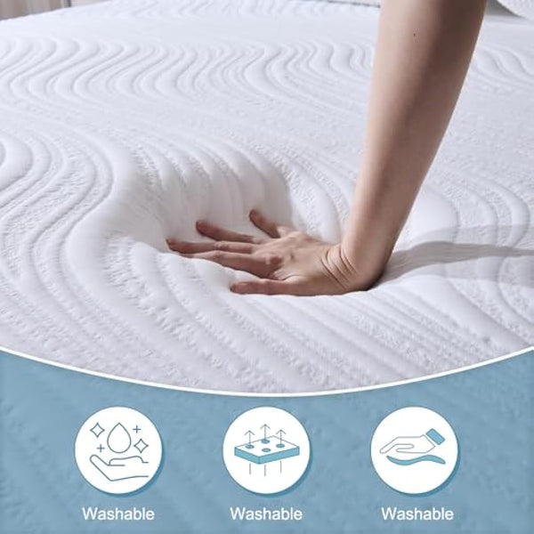 Hiimgo Super King Mattress (180x200x25cm) – 25cm Medium Firm Memory Foam Mattress with Carved Knitted Cover for Pressure & Back Pain Relief