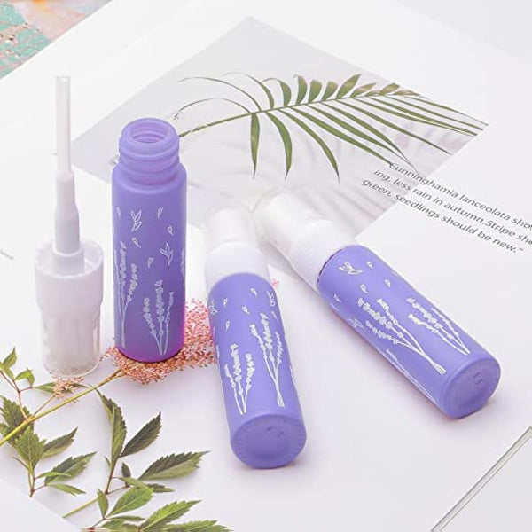 Unxuey 10pcs 10ml Purple Perfumes Spray Bottles, Dispenser Atomizer, Glass Empty Tube Travel Size Refillable Sample Container for Various Water-based Liquids with 10 Funnels+5 Droppers