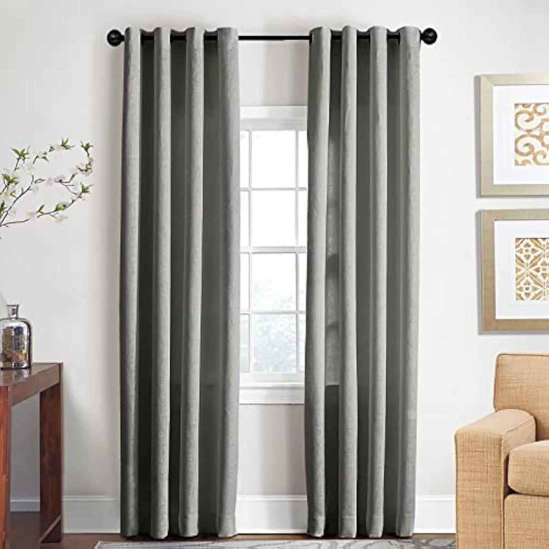 3 Pack Black Curtain Poles Metal, Industrial Curtain Rod for Eyelet Curtains, Industrial Curtain Pole for Windows 122cm-218cm, Room Divider Curtain Pole.