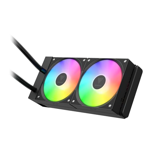 GAMDIAS CHIONE E4 240mm AIO Liquid CPU Cooler, Real-Time Digital Display Patented PWM Pump, 2 x 120mm Easy Cable Management Daisy Chained Fans w/ ARGB Sync, Intel LGA 1851/1700/1200；AMD AM5/AM4, Black