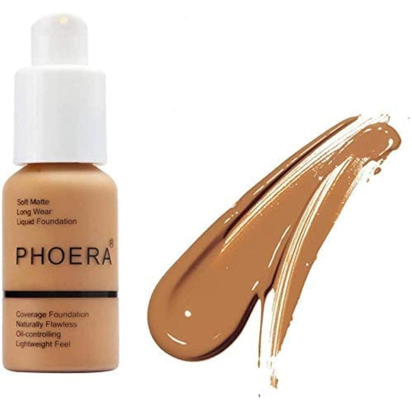 ABRUS® - Phoera Foundation Makeup, Full Coverage, Soft Matte Oil Control Concealer, Liquid Foundation, Long Lasting 24HR Waterproof and Blendable 30ml (105 Sand)