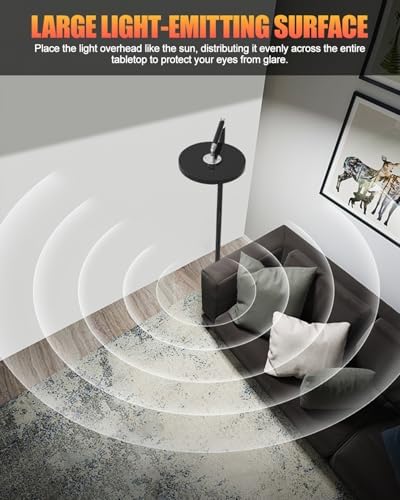 KALAHOL LED Uplighter Floor Lamp, Remote Touch Control & 1 Timer, Dimmable 112LEDs 5 Colour Temperatures 9 Brightness Levels 360° Rotatable Reading Standing Lamp for Living Room Study Office (Black)