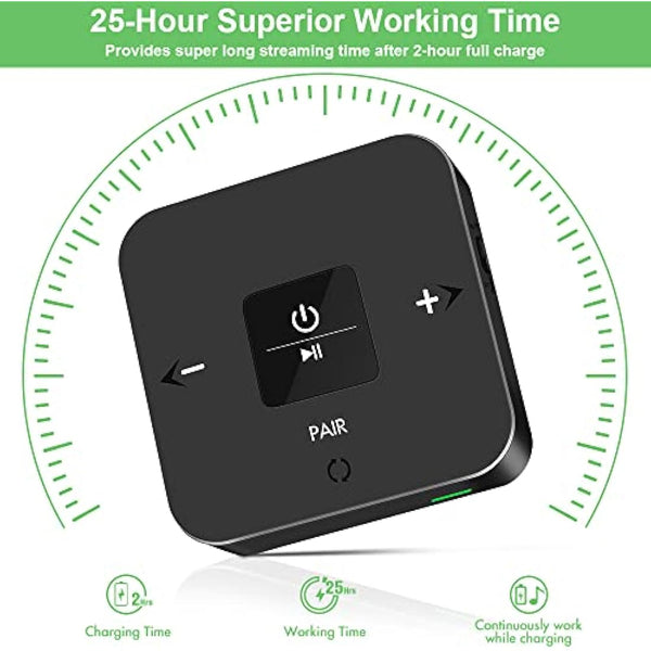 Golvery Bluetooth 5.0 Transmitter Receiver for TV, 2 in 1 Bluetooth Aux Adapter for PC/DVD/MP3/Car/Home Stereo/Speaker/Gym, Optical/RCA/AUX Connection, 25 Hours Playtime, Pair 2 Devices Simultaneously