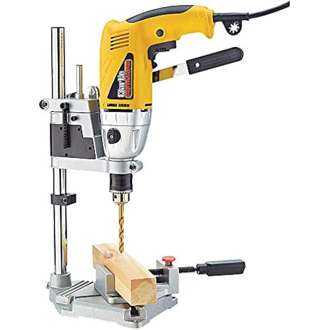 Clarke CDS3 Drill Stand with Vice, Adjustable Depth Stop, for 43mm & 38mm Collar Diameter Hand-Held Electric Drills - Drill Not Included